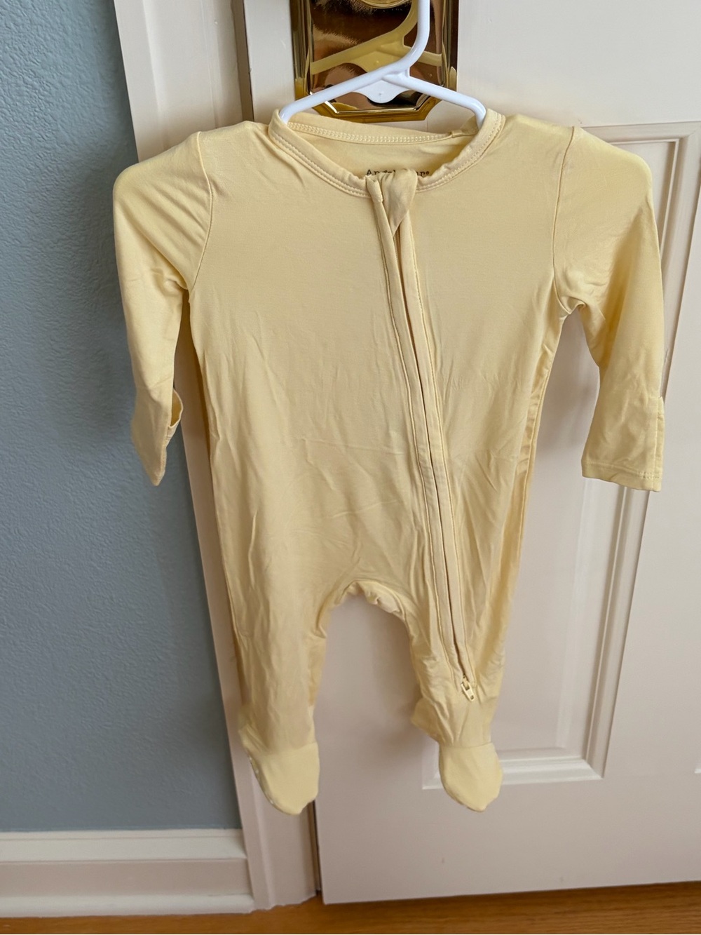 NWT Angel Dear Bamboo Gender Neutral Light Yellow Solid Footie Pajama